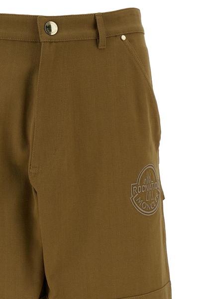 Brown Pants with Moncler x Roc Nation by Jay-Z Logo Embroidery in Cotton Canvas Man