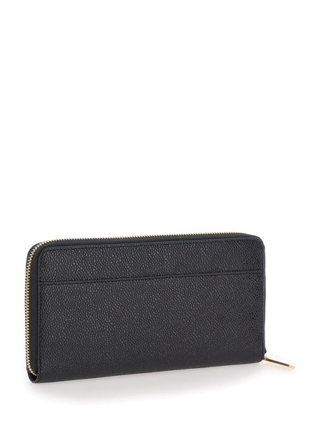 CONTINENTAL ZIP WALLET W/ RWB GG TAB IN PEBBLE GRAIN LEATHER