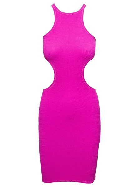 Ele Mini Dress with Cut-Out Detailing in Fuchsia Technical Fabric Woman