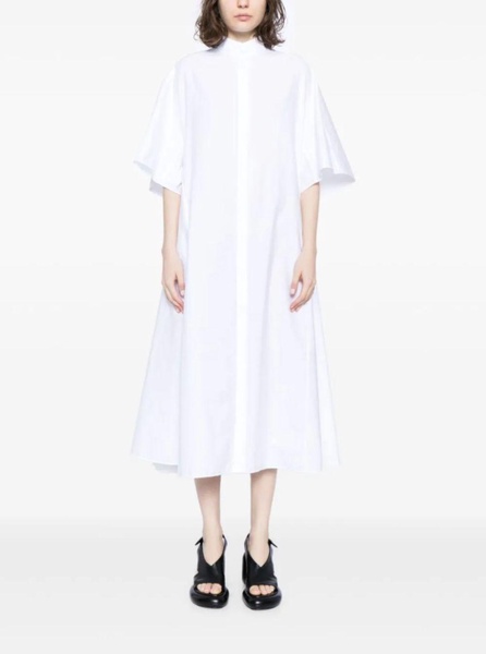 White Chemisier Maxi Dress in Cotton Woman