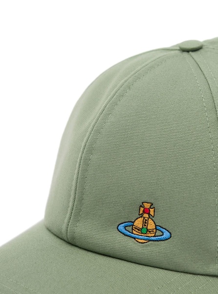 Green Baseball Cap with Orb Embroidery in Cotton Man