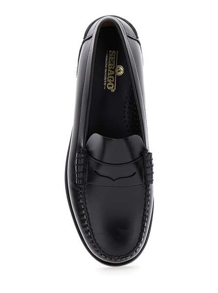 Black Pull-On Loafers in Leather Man