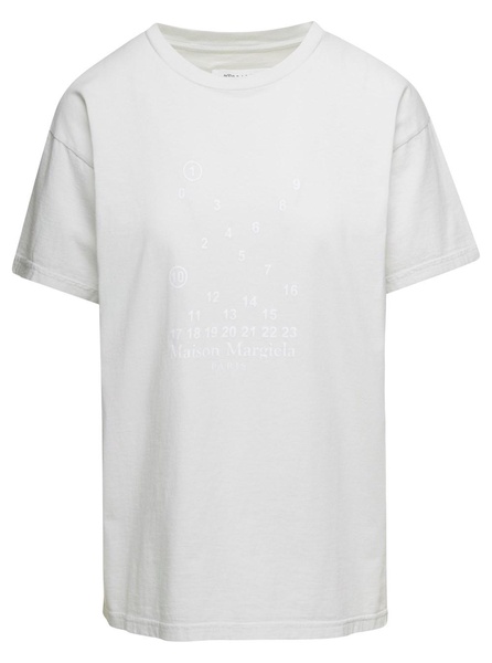 White T-shirt With Printed Logo On The Front In Cotton Woman