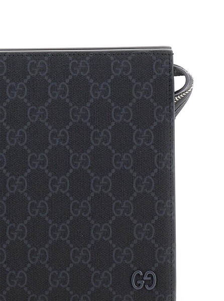 Black and Grey Clutch with GG Detail in GG Supreme Canvas Man