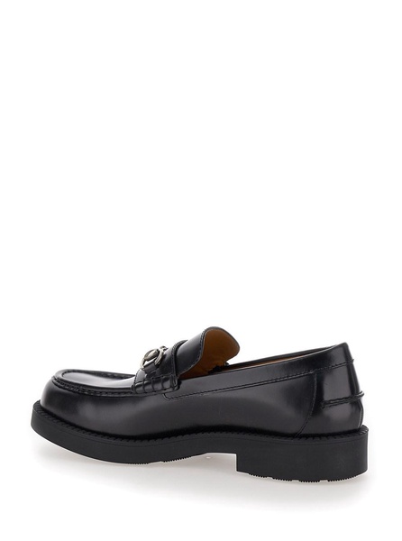 Black Chunky Loafers with Horsebit Detail in Leather Man