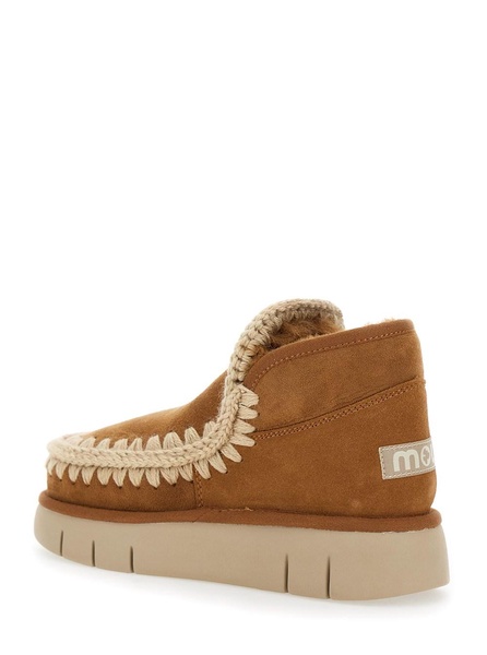 'Eskimo' Brown Slip-On Boots with Rear Logo in Suede Woman