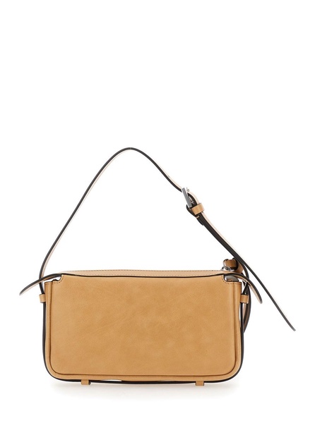 'Simply Fendi Mini' Beige Mini Bag with FF Detail in Semi Shiny Leather Woman