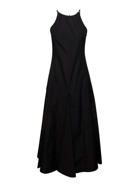 'Cactus' Black Long Dress in Cotton Woman