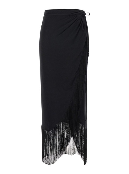 Black Sarong Skirt in Silk Stretch Woman