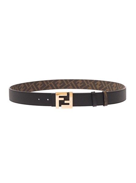 Black and Brown Reversible Belt with FF Buckle in Leather Man