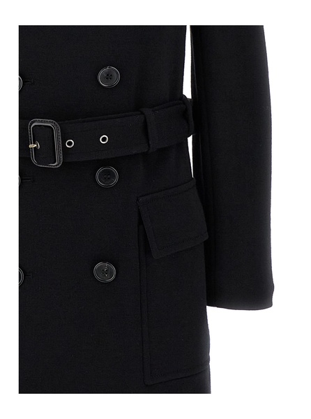 Black Double-breasted 'saharienne' Jacket In Wool Blend Woman