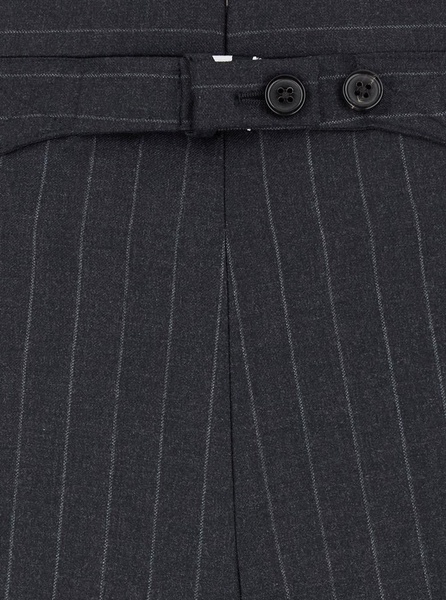 Grey Pinstripe Pants With Concealed Closure In Wool Man