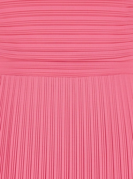 'Adami' Maxi Pink Asymmetric Dress In Pleated Chiffon Woman