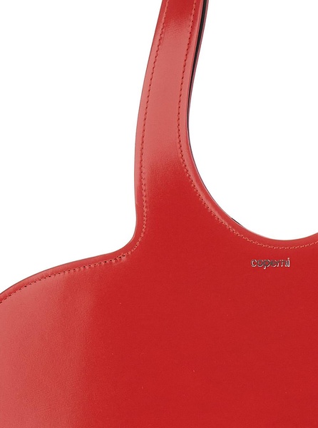 'heart' Mini Red Tote Bag With Logo Print In Glossy Leather Woman