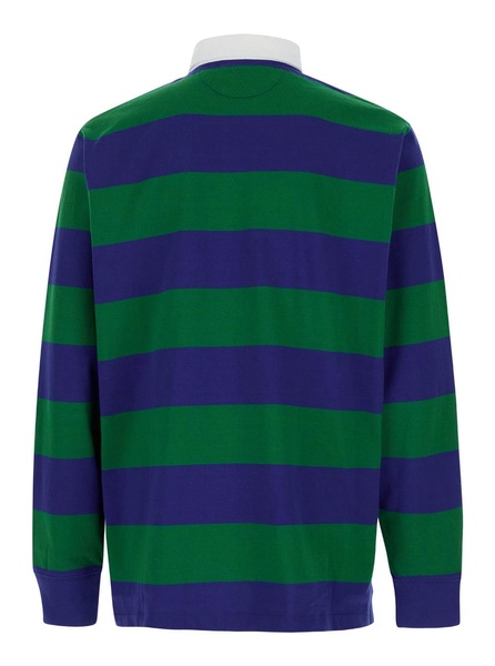 'rugby' Multicolor Polo Shirt With Pony Detail And Striped All-over Motif In Cotton Man