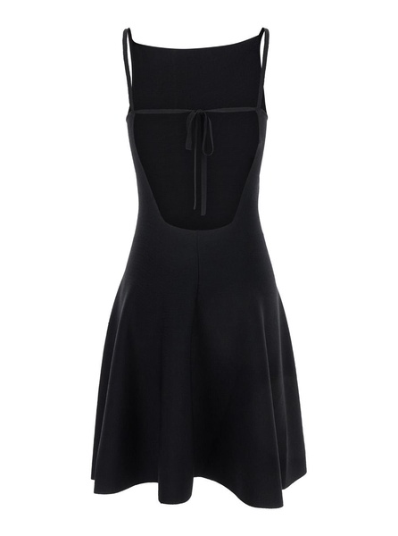 Mini Black Dress With Open Back In Viscose Blend Woman