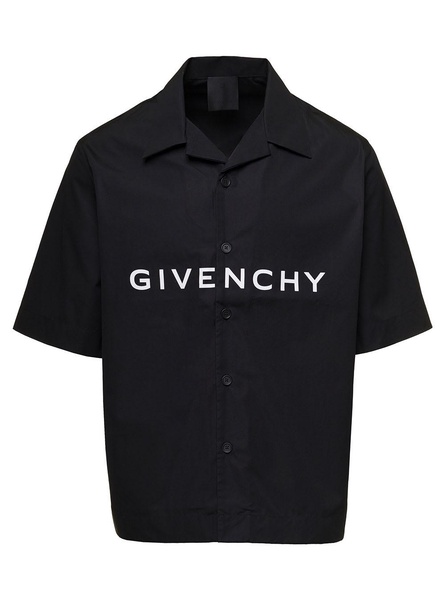 Black Hawaii Shirt With Contrasting Lettering In Cotton Man Givenchy