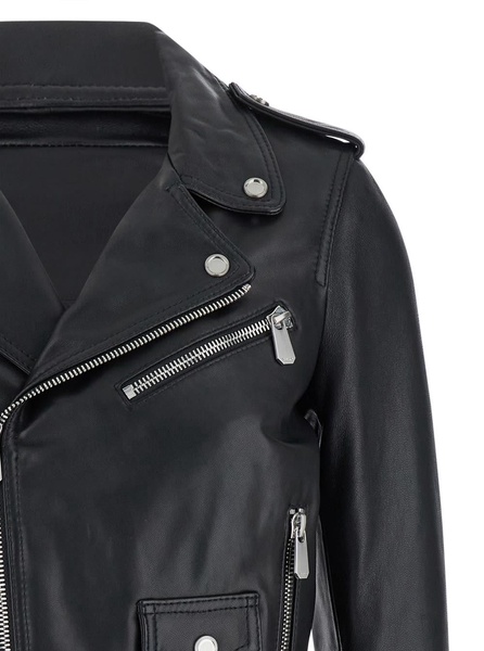 'costa Rica' Black Biker Jacket In Leather Woman