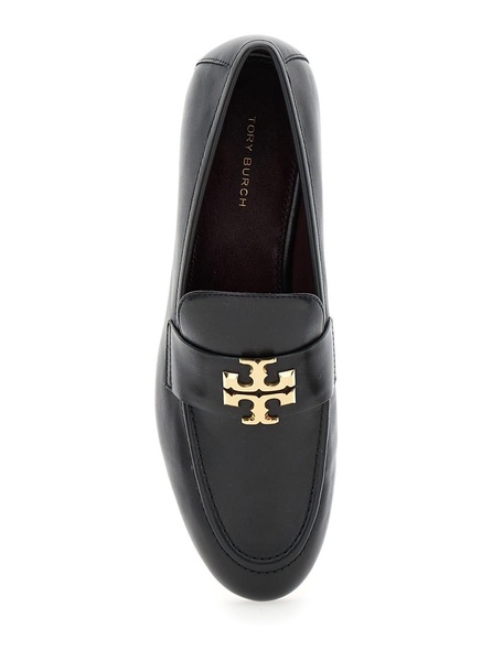 'eleonor' Black Slip-on Loafers With Double T In Leather Woman