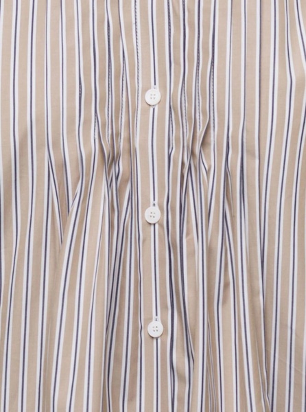 Beige Striped Poplin Shirt In Cotton Woman