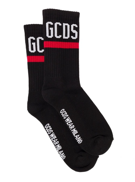 Black Socks In Terry Cloth With Logo And Contrasting Details Gcds Woman