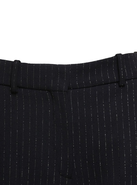 Black Striped Flare Pants With Lurex Detail In Wool Woman