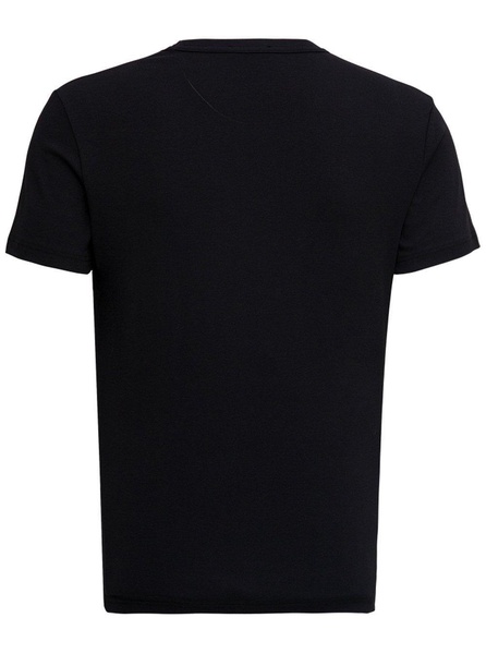 Black Stretch Cotton V-Neck T-Shirt