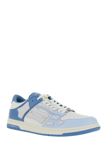 'Skel Top Low' Light Blue And Blue Bi-Color Sneakers With Skeleton Patch In Leather Man