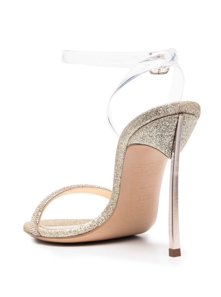 Gold-tone Glitteres Sandals With Stiletto Heel In Leather Woman