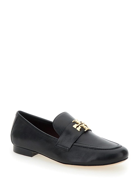 'eleonor' Black Slip-on Loafers With Double T In Leather Woman