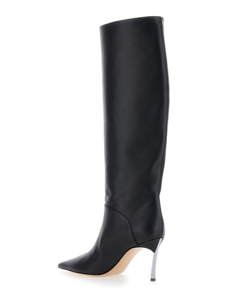 'Superblade' Black Knee-High Boots With Stiletto Heel In Leather Woman