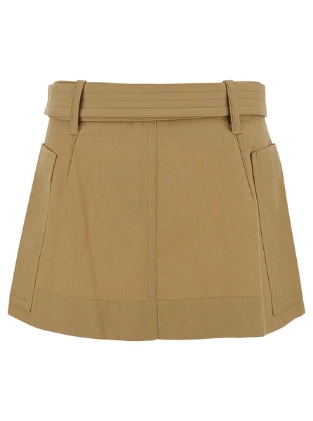 Beige Asymmetric Mini-skirt With Logo Charm In Cotton Blend Woman