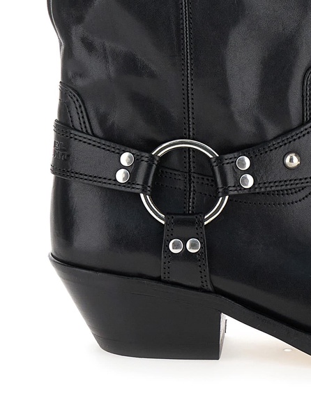 'Anyta' Black Ankle Boots With Studs In Leather Woman