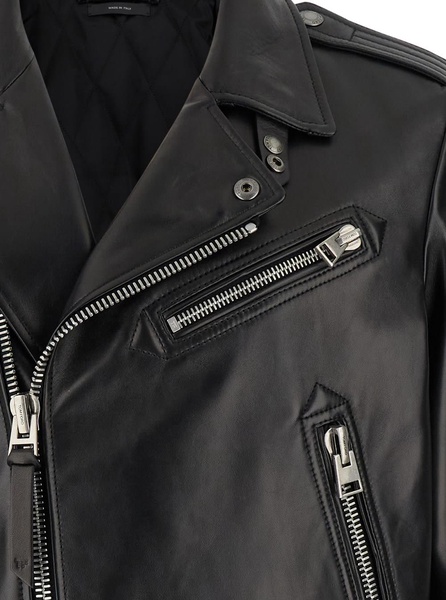 Black Asymmetric Biker Jacket In Leather Man