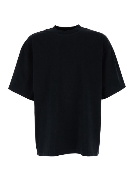 Black Crew Neck T-shirt In Cotton Man