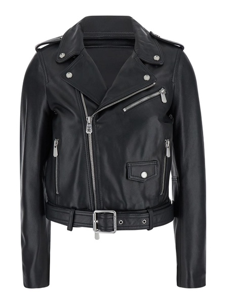 'costa Rica' Black Biker Jacket In Leather Woman