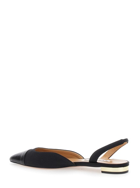 'milanese' Black Slingback Ballet Flats In Grosgrain And Leather Woman