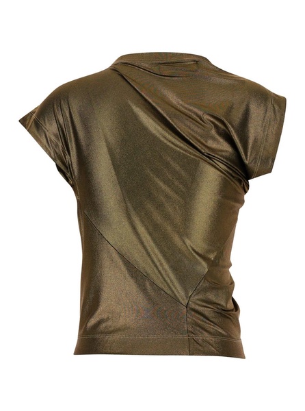 'hebo' Metallic Asymmetric Top With Gathered Detail In Cotton Woman