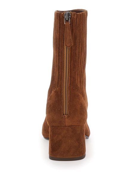 'saint Honoré' Brown Bootie With Half Moon Heel In Suede Woman