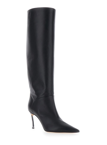 'Superblade' Black Knee-High Boots With Stiletto Heel In Leather Woman