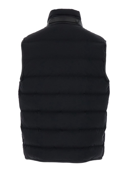 Black Sleeveless Down Jacket With Zip Closure In Nylon Man