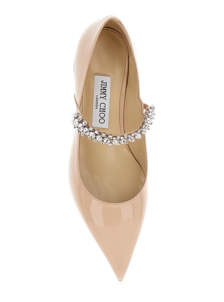 Beige Sabot With Rhinestone And Low Heel In Patent Leather Woman