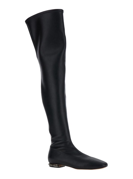 'galaxy' Black Over The Knee Boots In Leather Woman