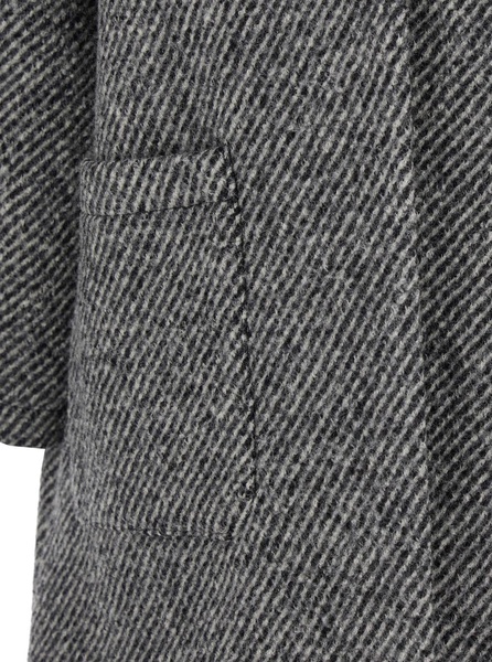 Grey Coat With Concealed Closure In Wool Woman