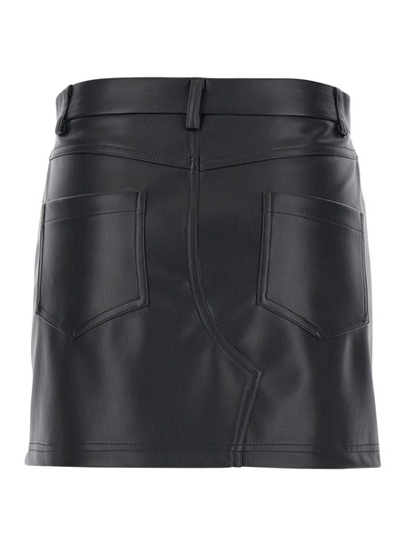 Black Five-pocket Mini-skirt In Eco Leather Woman