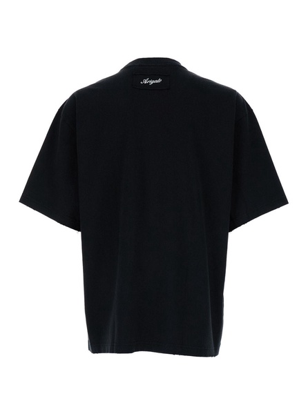 Black Crew Neck T-shirt In Cotton Man