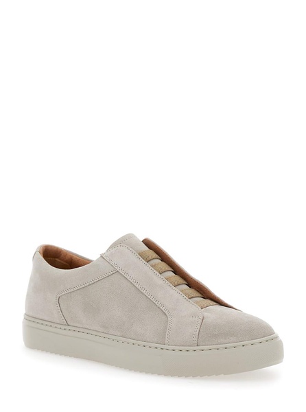 'roger' Beige Slip-on Sneakers In Suede Man