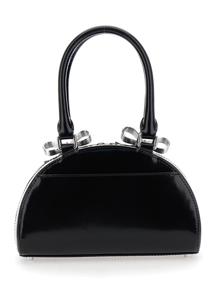 Black Mini Handbag with Bows in Patent Leather Woman