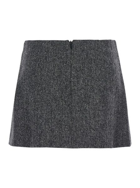 Grey Mini-Skirt in Wool Blend Woman