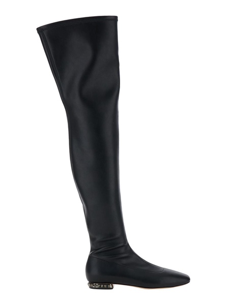 'galaxy' Black Over The Knee Boots In Leather Woman